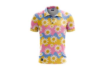 Golf Rowdies FS24 Hr Poloshirt Retro Flower Bunt XL